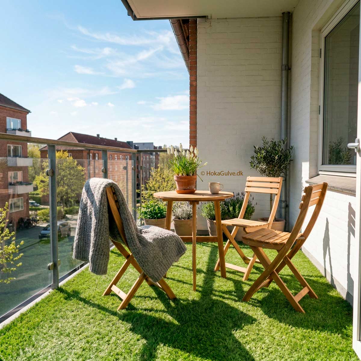 Kunstgr&aelig;s og gr&aelig;st&aelig;ppe til altan fra Hoka Gulve